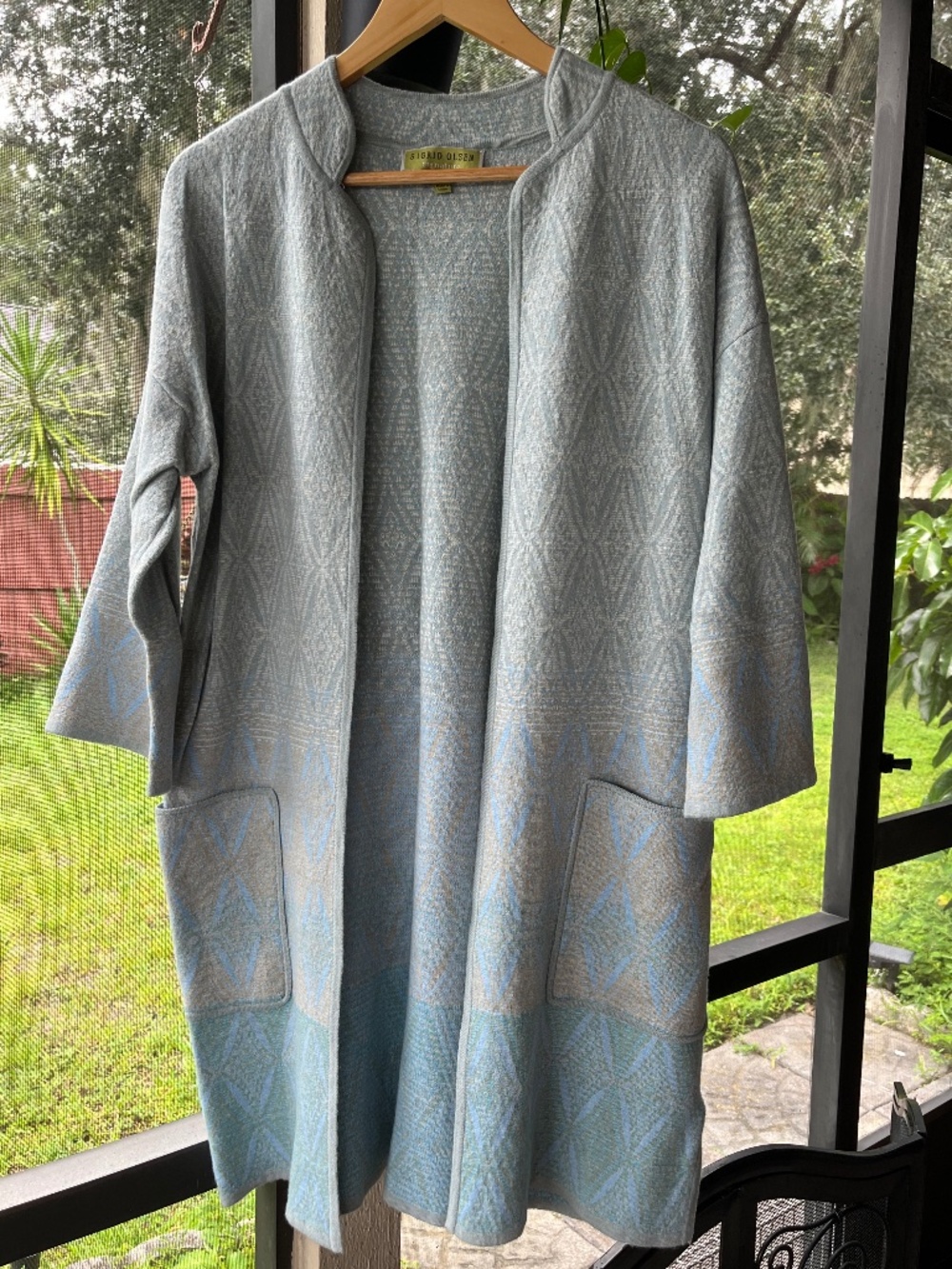 SIGRID OLSEN open-front long knit cardigan w/pockets sz Small